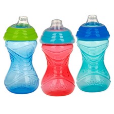 Nuby Clik-It Soft Spout No-Spill Easy Grip Sippy Cup for Boys 3-Pack 10oz
