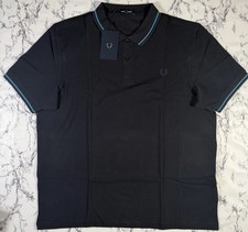 Image of FRED PERRY Men’s Navy Blue Twin Tipped Polo Shirt 2XL M3600 W86 BNWT
