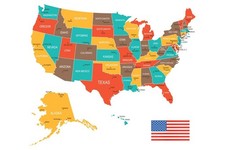 Colorful Classroom Map Of United States USA School Laminated Poster 36x24