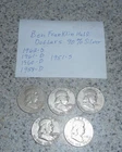 Ben Franklin Half Dollars Lot of 5...50's & 60's 90% Silver
