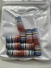 10 NEW PREMIUM MULTI RING IRON FERRULES .355 X.1.25"Brown, w/gold, white &  blk