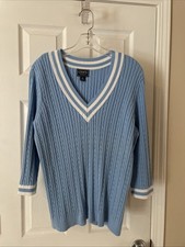 Chaps Women Gorgeous Pull over blue White gorgeous Sweater Top Sz 2XL