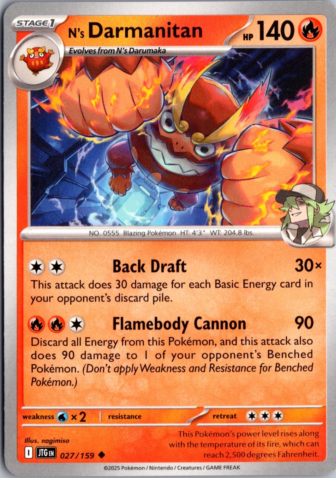 N's Darmanitan - Normal Uncommon SV09: Journey Together 027/159 NM