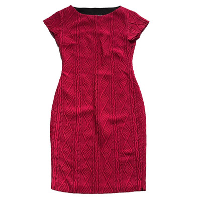 Boutique Moschino Knit Dress 12 Pink Textured Wool Bodycon Midi Made in Italy