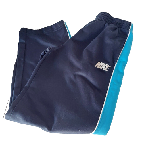 NIKE Track Pants Boys 7 Blue Stripe Elastic Waste Pull On Joggers Swoosh Youth