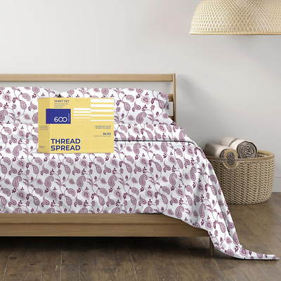 Luxurious 100% Egyptian Cotton 600TC California King Sheet Set - Paisley Design