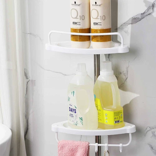 4 Tier Telescopic Bathroom Wall Corner Shelf Rack Shower Caddy Storage Organizer - Picture 10 of 11
