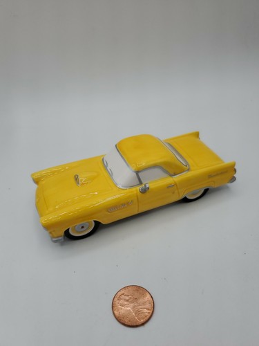 Dept 56 Snow Village - Ford - ceramic 1955 Ford Thunderbird Yellow - Picture 1 of 12