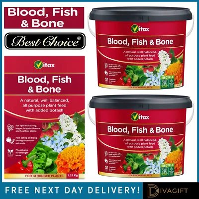 BLOOD FISH & BONE FERTILISER FEED TUB FOR STRONG PLANT GROWTH 10KG NEW VITAX