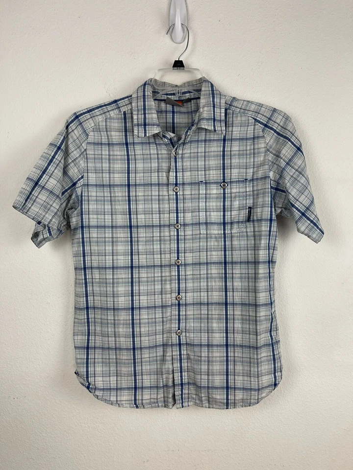 Merrell Mens Plaid Shirt Short Sleeve Button Up Cotton Nylon Size Small - Image 2 of 4