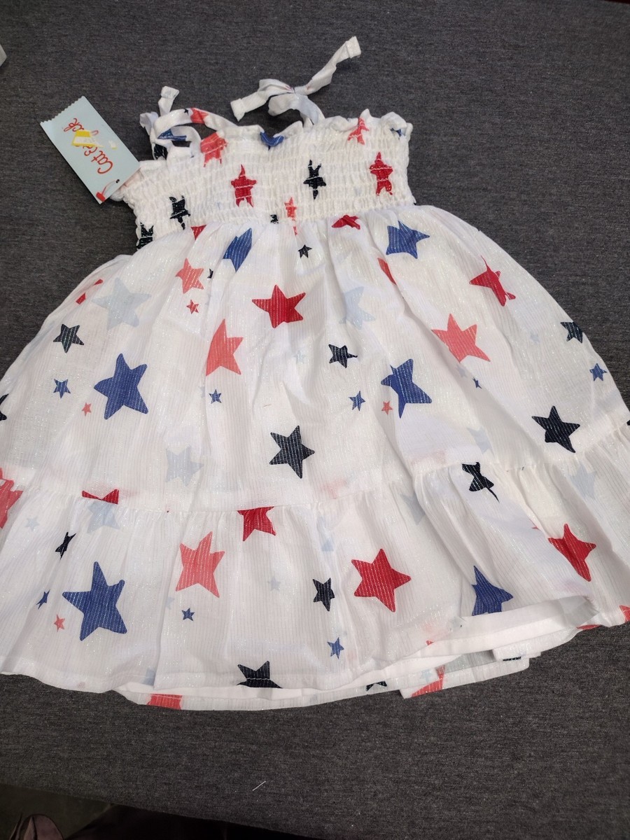 girls red white blue dress Cat & Jack Baby Stars Patriotic Size 18 Months Dimension:S/36 and embroidered collar detailing feature_Organza All Or Nothing Lace