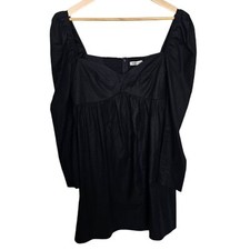 Reformation Kenzi Black Mini Dress Puff Sleeve Cotton Size 8