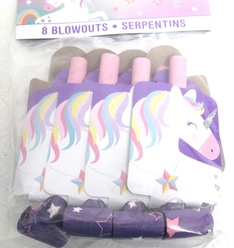 Unicorn Noise Makers Blowouts 8 Ct. Nuevo Foto 3 de 4