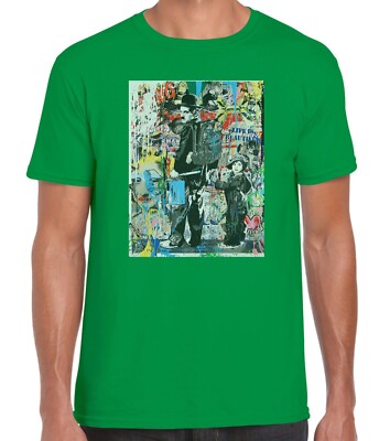 T-Shirt Homme Charlie Chaplin Graffiti - Imprimé Graphique Noir - Coton Premium - Tailles S à 3XL