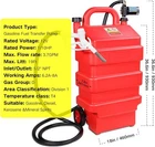 16 Gallon 60L Portable Fuel Tank With 12V Electric transfer pump 3.7GPM
