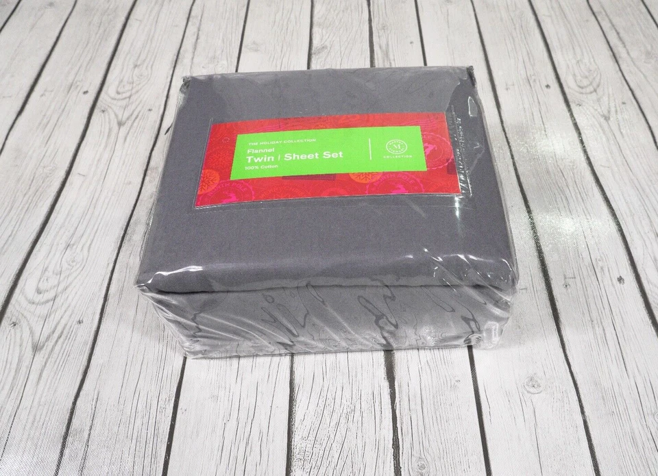 Sábanas de franela de algodón gris Martha Stewart talla doble 3 piezas Foto 4 de 4