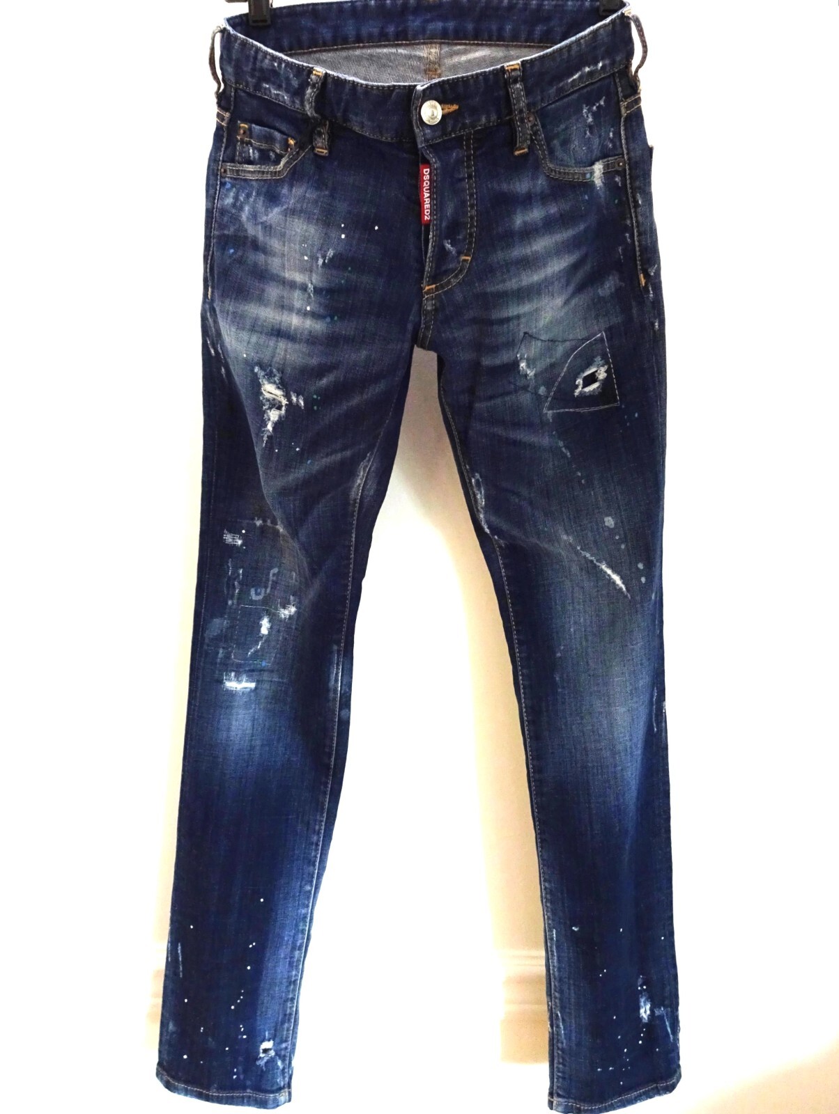DSQUARED2 DISTRESSED LOW RISE JEANS WITH WHITE BLUE GREEN PAINT SPOTS 44 = 29 image 4