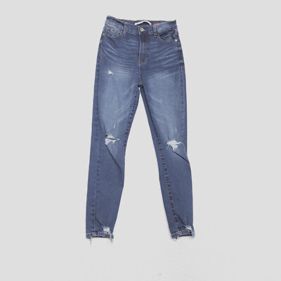 Celebrity Pink Women's Juniors Size 7/28 Blue Skinny Distressed Stretch  Jeans