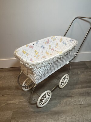 White Wicker Wicker Baby Doll Pram Wiklibox Wicker Beech Wood