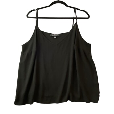 ELOQUII Women Easy Fit Casual Layers Thin Straps Cami V Neck Sz 18 Black 6-8