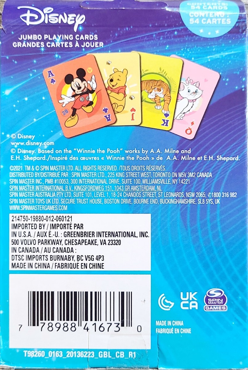 Disney Friends JUMBO Playing Cards Featuring Mickey Mouse Winnie
