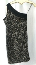 The Limited Women's Dress Black Lace Beige One Shoulder Size 4 Excellent Used