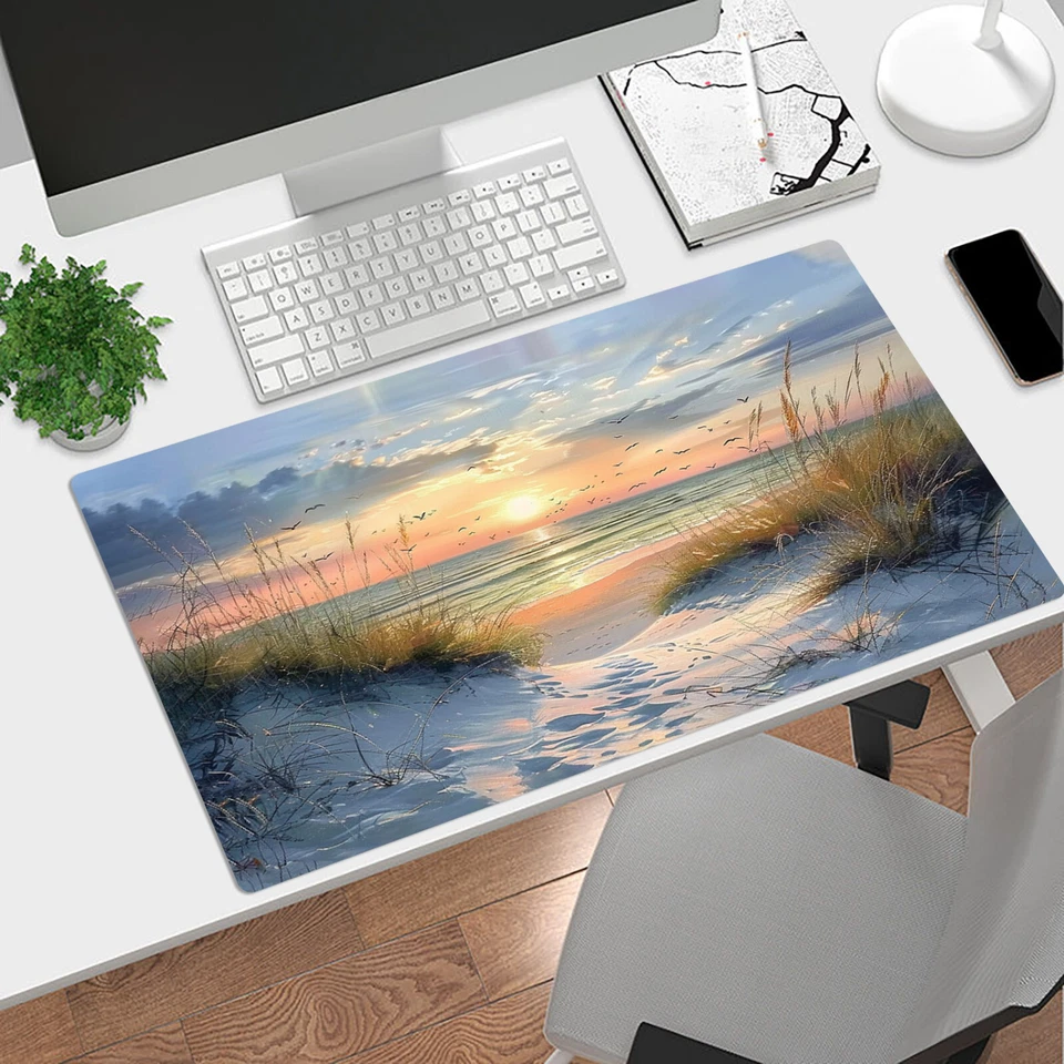 Ocean Beach Mouse Pad Sunset Landscape Desk Mat for Keyboard and Mouse Desk Pad - Image 2 of 4