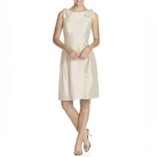 NWT Alfred Sung Dupioni Cocktail Bridesmaid Dress in Champagne D626 Sz 18