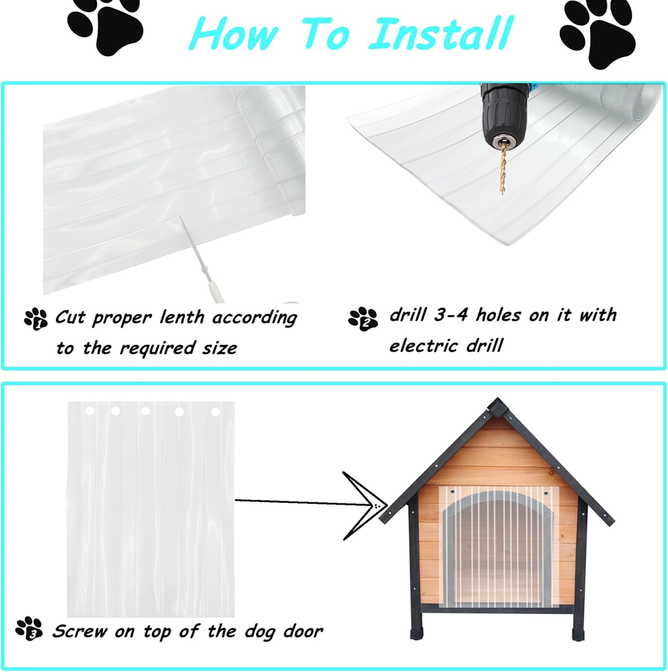 Dog Door Flaps, Dog House Door Flap, Plastic Vinyl Strips for DIY Pet