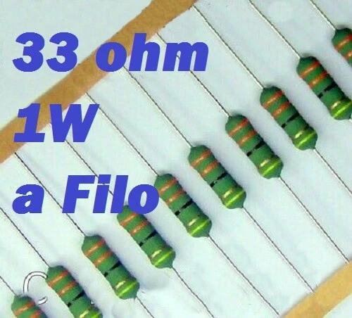 ROYAL OHM 5 Resistenze 33 Ohm 1W a Filo THT ±5% Ø5x12mm ( 5 pezzi )
