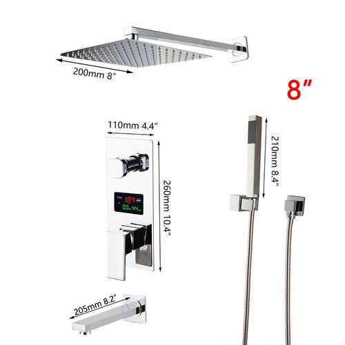 3-Way LED Shower Head Tap Digital Mixer Valve Wall Mounted Hand Spray Faucet Set - Picture 3 of 17