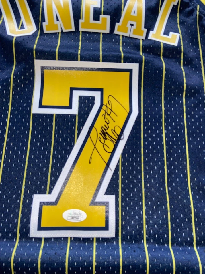 JERMAINE O'NEAL SIGNED INDIANA PACERS SWINGMAN NBA JERSEY MITCHELL NESS JSA - Image 2 of 3