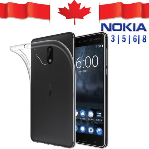 Housse étui TPU en gel souple ultra clair transparent antichoc pour Nokia 3 5 6 8 - Photo 1/6