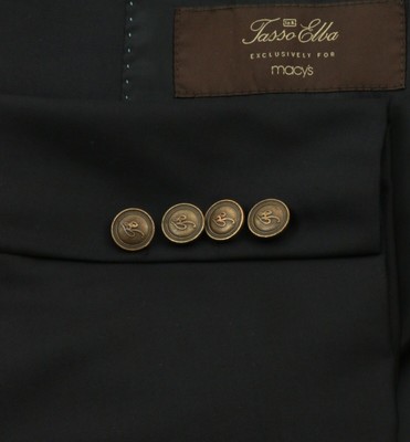 New Tasso Elba Navy Blue 100% Wool Brass Buttons Sport Coat Blazer Size 43R