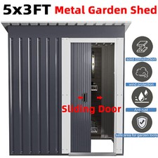 5 x 3ft Garden Storage Shed Sliding Door Sloped Roof Outdoor Tool House,Grey