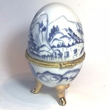 Boite OEUF PORCELAINE Limoges  Décor D’estampes Chinoise Collection Vintage
