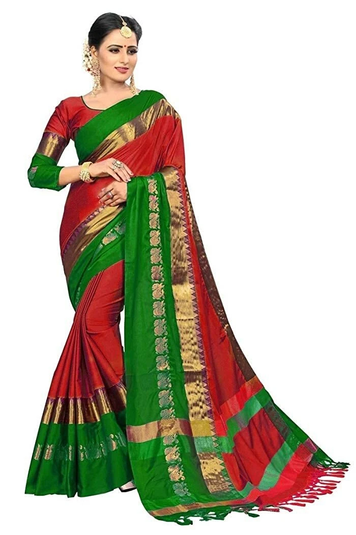 Sari mariage clearance rouge et or