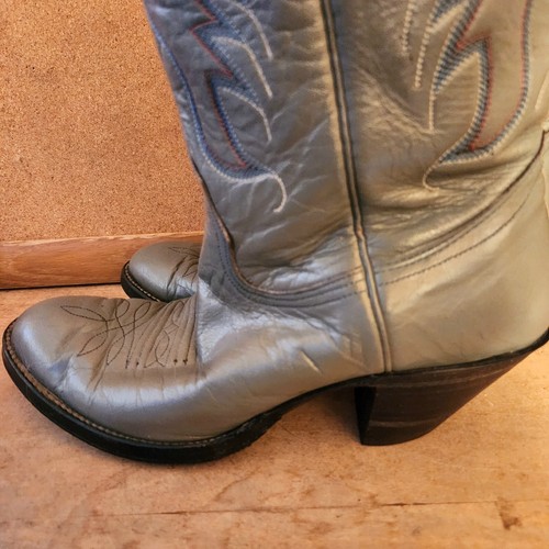 Nocona Grey Vintage Western Cowboy Riding Boots Womens 45/47 S Worked In/Worn - Picture 8 of 8