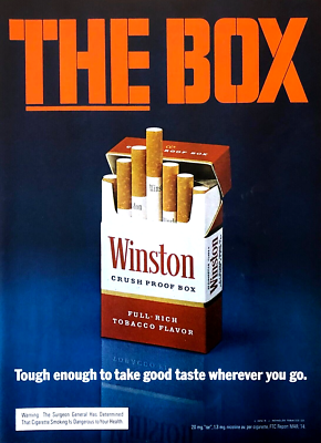 how much was a pack of cigarettes in 1974 WINSTON CIGARETTES IN CRUSH-PROOF BOX—VINTAGE 1974 MAGAZINE ADVERTISEMENT AD