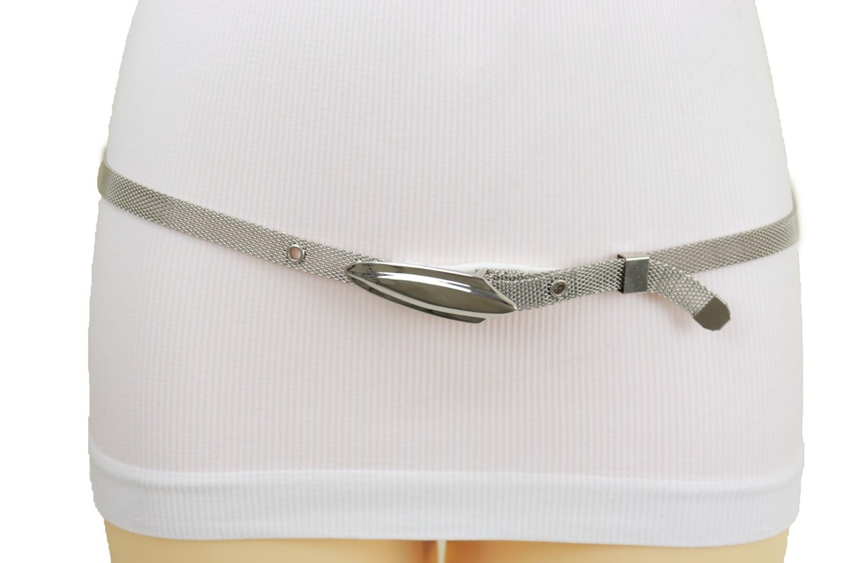 Women Silver Mesh Metal Ultra Skinny Waistband Classic  display picture 2