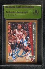 BAS 1992-93 Fleer BJ Armstrong #28 Beckett Auth Sticker Auto 3c7