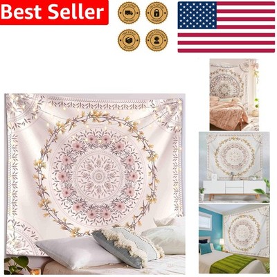 Orange Bohemian Tapestry Wall Hanging Mandala Floral Medallion Hippie Cream