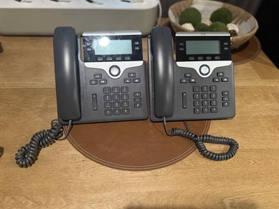 Cisco CP-7841 VoIP IP Phones Lot of 2 + Plantronics USB Headsets (3 Total)