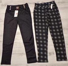 2 Pair New Casual Or Dress Straight Pull On Pants Plaid Polka Dot Size S NWT