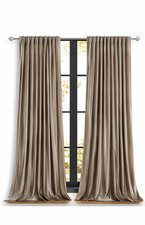 Primrose 96 Inch Length Window Curtain Taupe Velvet Curtains For Bedroom 2 Pcs