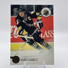 1993-94 Leaf Hat Trick Artists #4 Mario Lemieux Hockey Card Pittsburgh Penguins