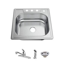 Glacier Bay 25" Drop-In Stainless Steel Kitchen Sink w/ Faucet and Sprayer