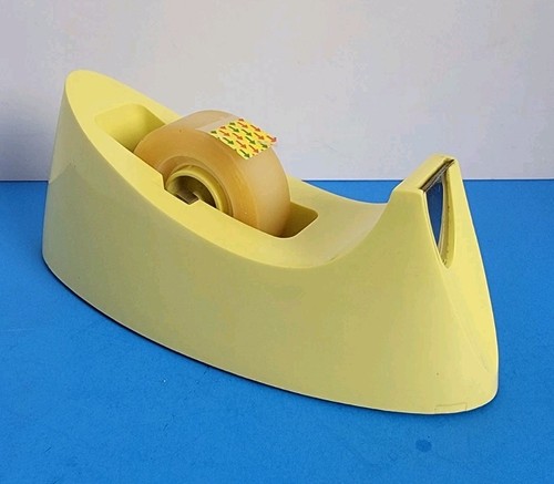 Vintage Magic 3M Tape Dispenser Mustard Yellow Weighted - Model C15 - Clean