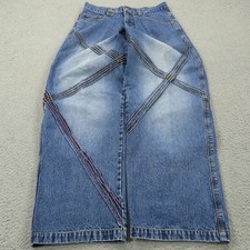 Baggy Jeans Men 32x30 Y2K Embroidered Wide Leg Opening Skater Grunge CYBER TEK