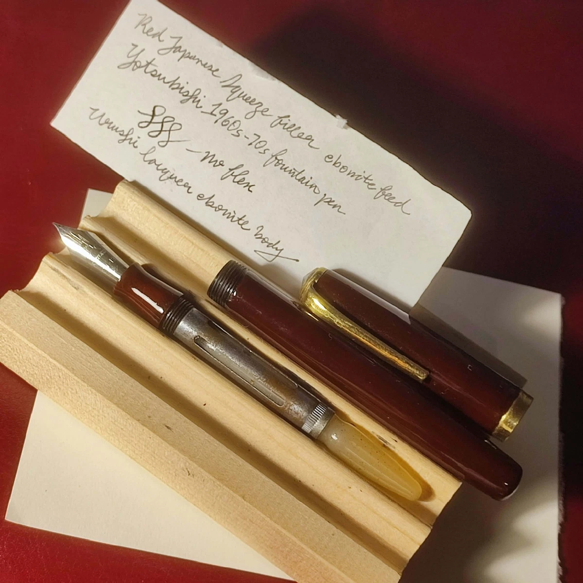 Urushi Red Ebonite 1950s 60s SERVICED Japanese Fountain Pen Squeeze Filler